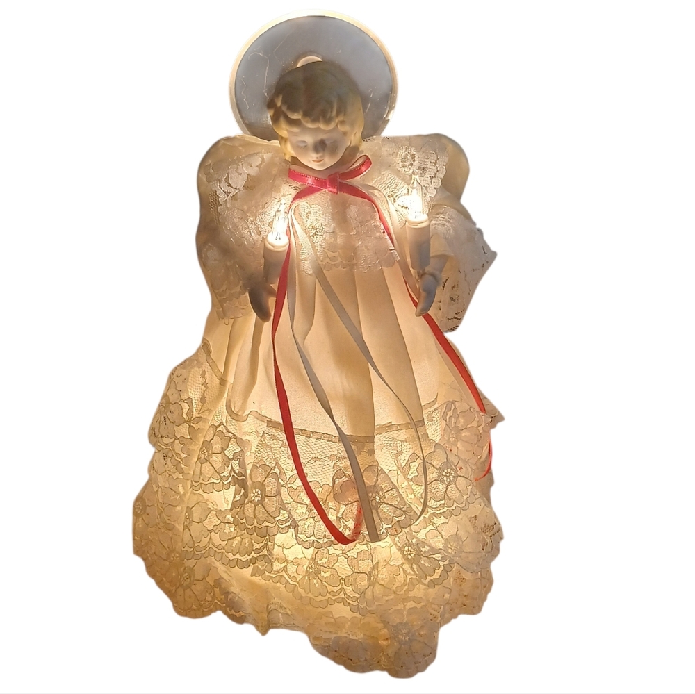 Holiday Christmas Handcrafted Lace Angel with Lights